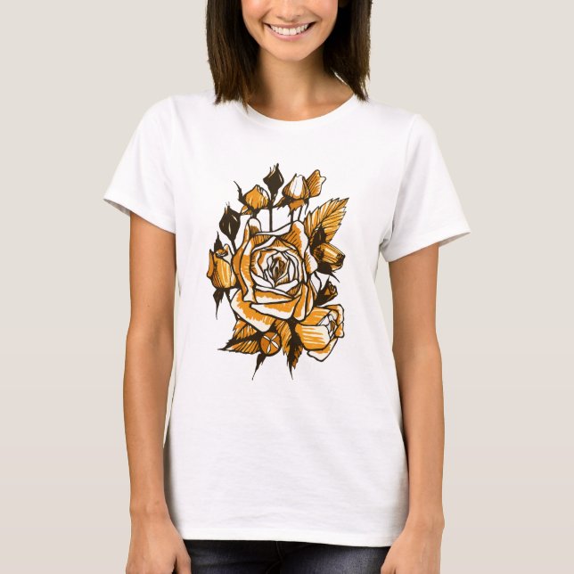 Camiseta Rosas blancas, flores Rosas florales gráficas flor (Anverso)