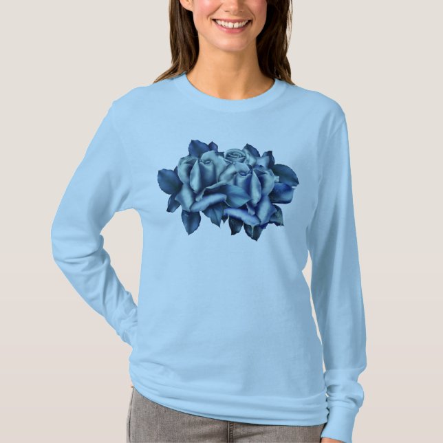 Camiseta Rosas Blue de invierno Long Sleeve Tee (Anverso)