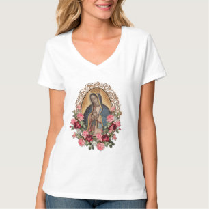 Camiseta Rosas católicas de Guadalupe Virgen María