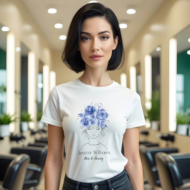 Camiseta Rosas de acuarela azul bonito suave-Floral (Subido por el creador)