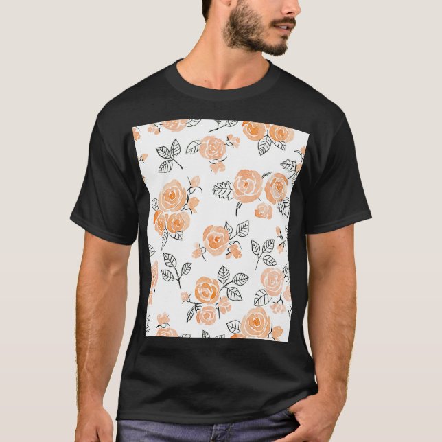 Camiseta Rosas de acuarela: fondo blanco de tinta (Anverso)
