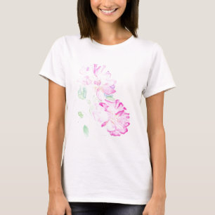 Camiseta Rosas de acuarela rosa de lápiz labial