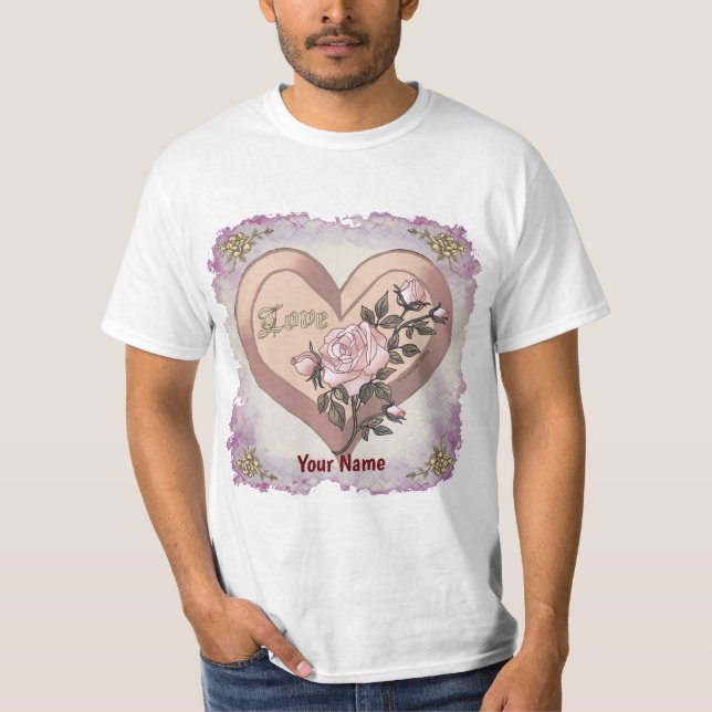 Camiseta Rosas de amor Camisas del corazón (Anverso)
