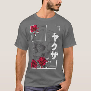 Camiseta Rosas de cráneo japoneses Pastel Gótico Gótico de 