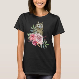 Camiseta Rosas De Flor De Lechuza Con Ave Lechuza Animal 1