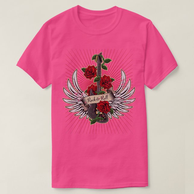 Camiseta Rosas de Guitarra molestaron al rock y a la música (Diseño del anverso)