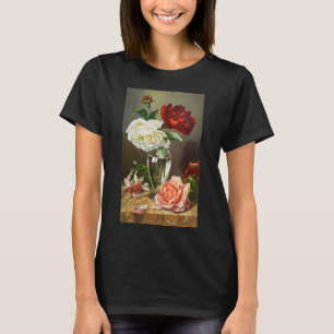 Camiseta Rosas de jardín vintage en un jarrón de vidrio