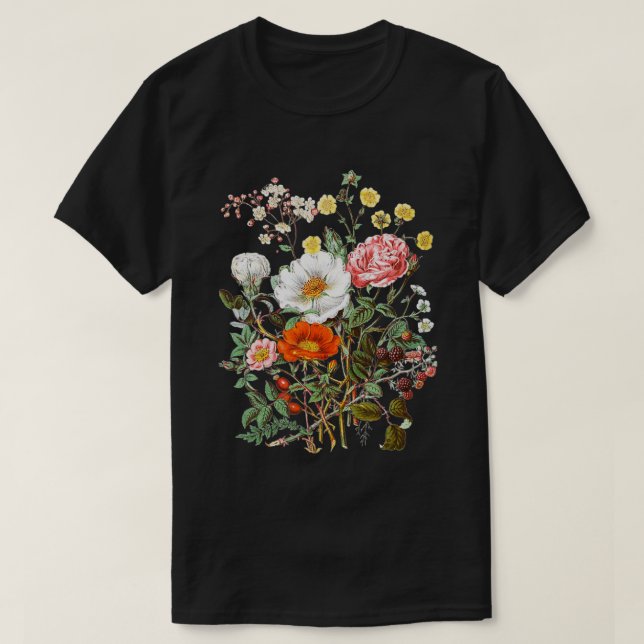 Camiseta Rosas de la cosecha Flor silvestre de la flor flor (Diseño del anverso)