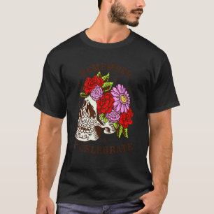 Camiseta Rosas de la Máscara de Esquí de Dia De Los Muertos