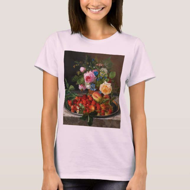 Camiseta Rosas de la vida muerta y fresas por Otto Ottesen (Anverso)