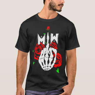 Camiseta Rosas de mano inmóviles en blanco Gráfico de metal