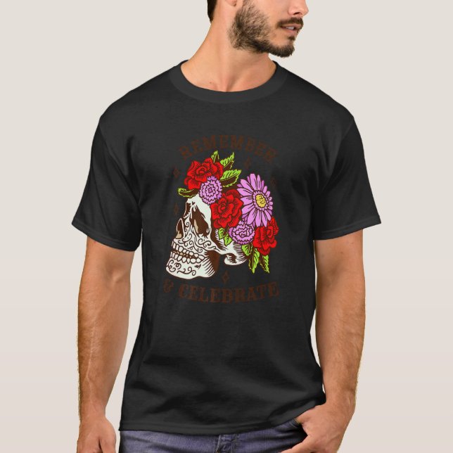 Camiseta Rosas de Máscara de Esquí Dia De Los Muertos Premi (Anverso)