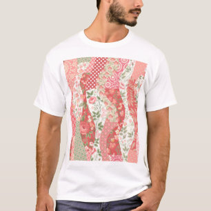 Camiseta Rosas de parches: diseño de patrones sin fisuras.