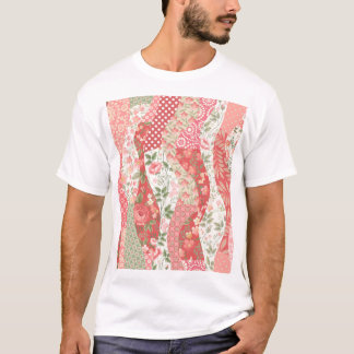 Camiseta Rosas de parches: diseño de patrones sin fisuras.