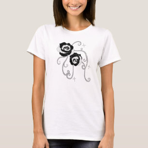 Camiseta Rosas de plata negros