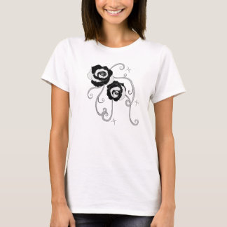 Camiseta Rosas de plata negros
