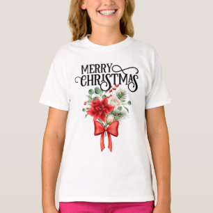 Camiseta Rosas de Poinsettia Navidades Flores Bouquet