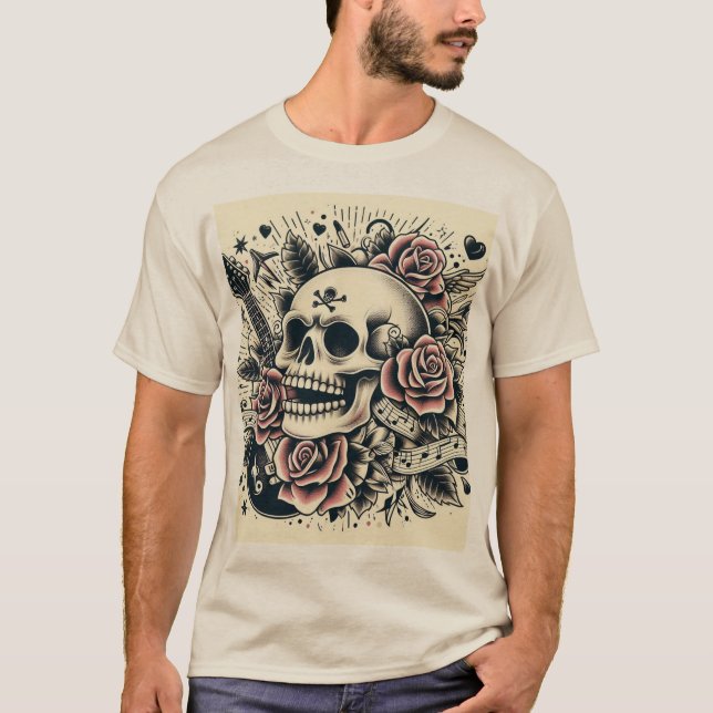 Camiseta Rosas de Rock 'n' Tattoo Tee (Anverso)