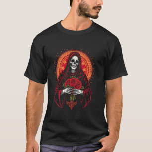Camiseta Rosas de Santa Muerte Cráneo de Azúcar Folklore Me