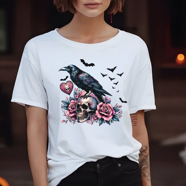 Camiseta Rosas de Skull & Raven Bats diseñan rosa (Subido por el creador)