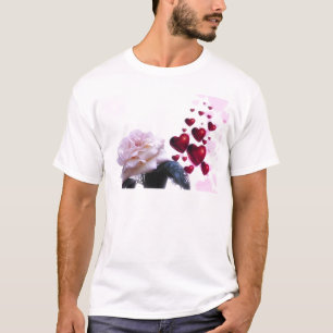Camiseta Rosas del corazón del amor florecen flores destruy