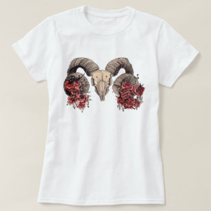 Camiseta Rosas del cráneo acuarela