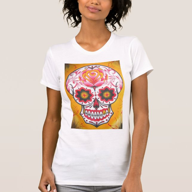Camiseta Rosas del cráneo del azúcar y el tanque de los (Anverso)