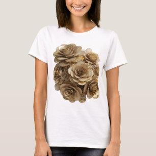 Camiseta Rosas Doradas de Plata Ingenioso Diseño en Negrita