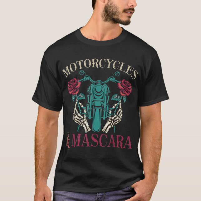 Camiseta Rosas en bicicleta Motociclista Mujeres Mascara Mo (Anverso)