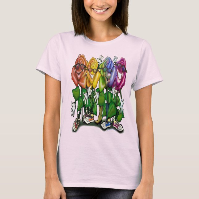 Camiseta Rosas Fiesta Arcoiris (Anverso)
