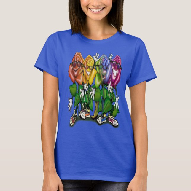 Camiseta Rosas Fiesta Arcoiris (Anverso)
