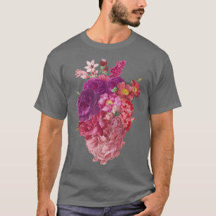 Camiseta Rosas florecientes Corazón de divertida jardinería