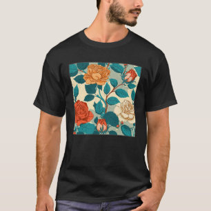 Camiseta Rosas floristas Patrón Flores de Ilustracion Leaf