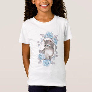 Camiseta Rosas gatitos y azules