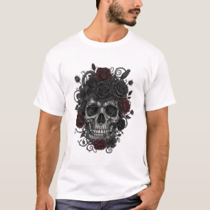 Camiseta Rosas Góticas Calavera – Arte del Día de los Muert
