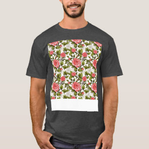 Camiseta Rosas Patrón Sin Marea Bonito Flor Floral Bud Th