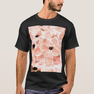 Camiseta Rosas, peones y hojas, patrón de acuarela.