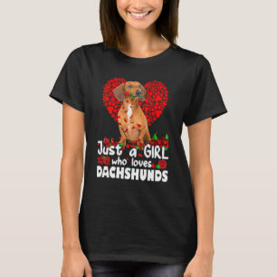 Camiseta Rosas Perros Divertidos Sólo Un Chica Que Ama A Da