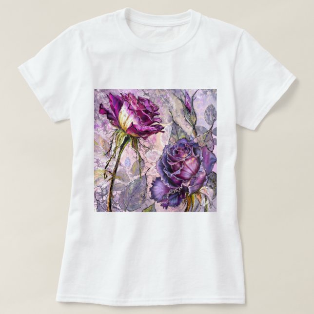 Camiseta Rosas Purpura (Diseño del anverso)