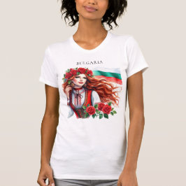 Camiseta Rosas rojas búlgaras de la tradición de la bandera