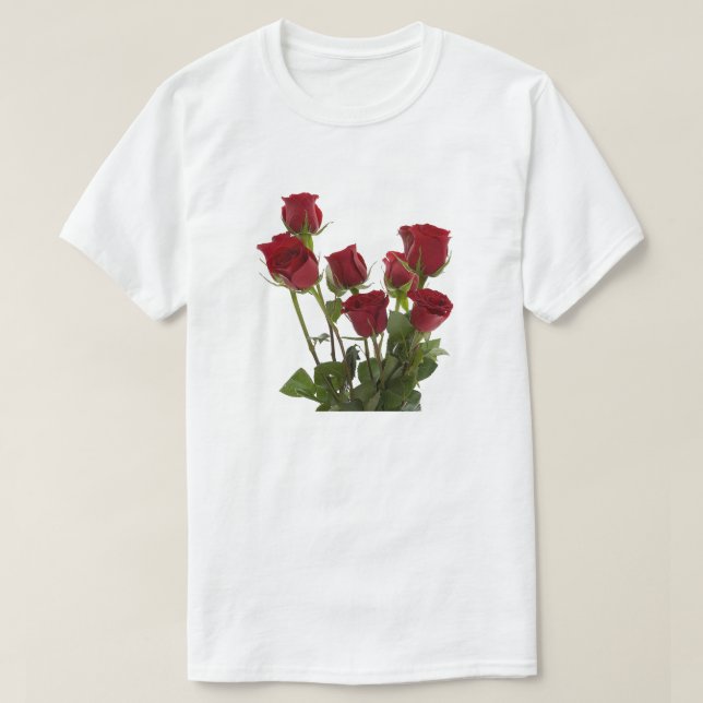 Camiseta Rosas rojas de largo nivel (Diseño del anverso)
