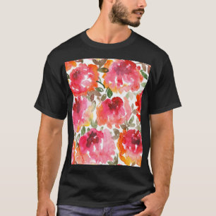 Camiseta rosas rojas de Shabby, patrón sin costuras.