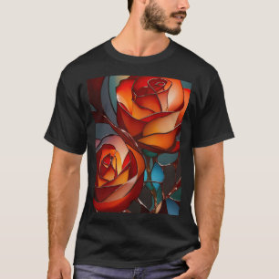 Camiseta Rosas rojas de vidrio manchado