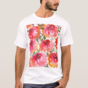 Camiseta Rosas rojas deslucidas, patrón continuo.