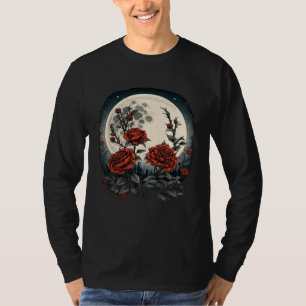 Camiseta Rosas Rojas Flores Floral Botánico Jardinero Luna