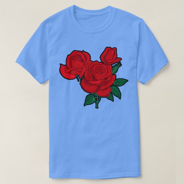 Camiseta Rosas rojas para hombres, mujeres y jóvenes (Diseño del anverso)