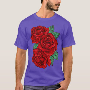 Camiseta Rosas Rojas Pocket Design Floral Print Bouquet par