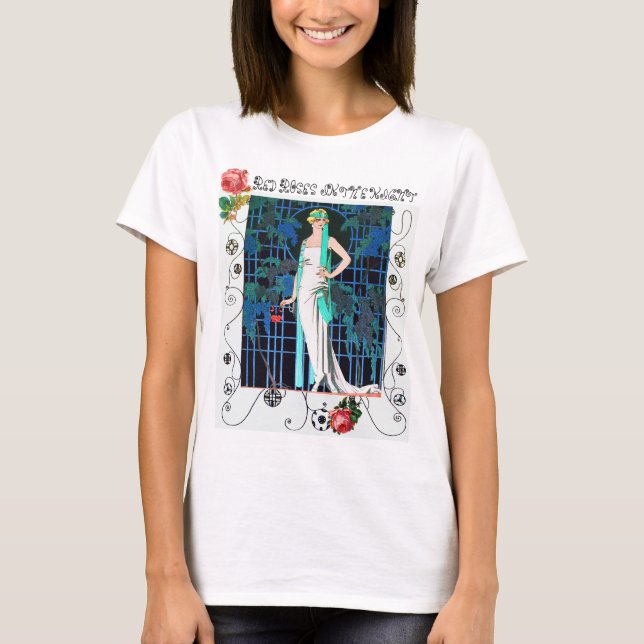 CAMISETA ROSAS ROJAS POR LA NOCHE, MODA DE BELLEZA ART DECO (Anverso)