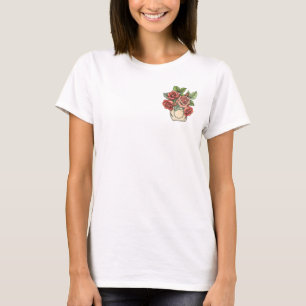 Camiseta Rosas rojas retro en el bolsillo