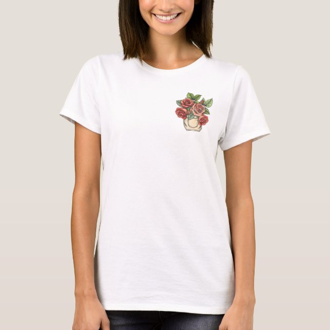 Camiseta Rosas rojas retro en el bolsillo (Anverso)